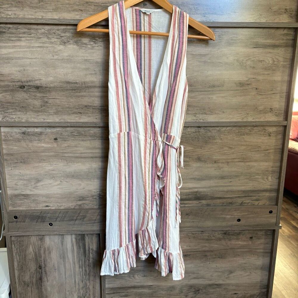 Rails Wrap Dress XS Madison Jewel Stripe Linen Luxury Coastal Artsy Preppy Retro - Picture 10 of 13